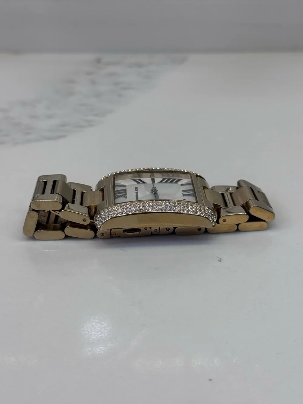 Michael Kors Gold Crystal-Frame Women's Rectangular Watch